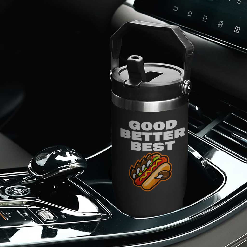 Good Better Best Chicago Football Inspirational Flip Straw Tumbler Funny Hot Dog and Claw Graphic TS02 Print Your Wear