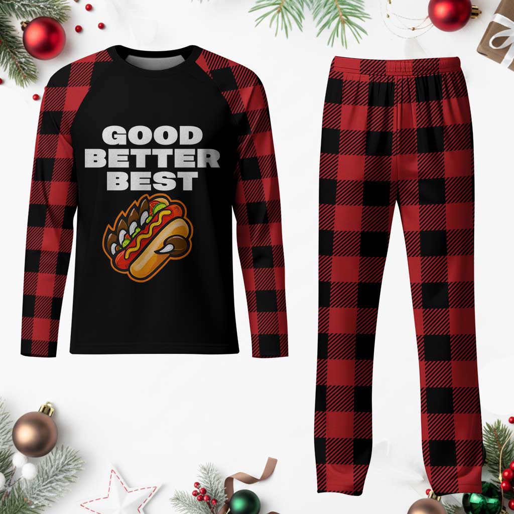 Good Better Best Chicago Football Inspirational Plaid Pajama Set Funny Hot Dog and Claw Graphic TS02 Buffalo Plaid Print Your Wear