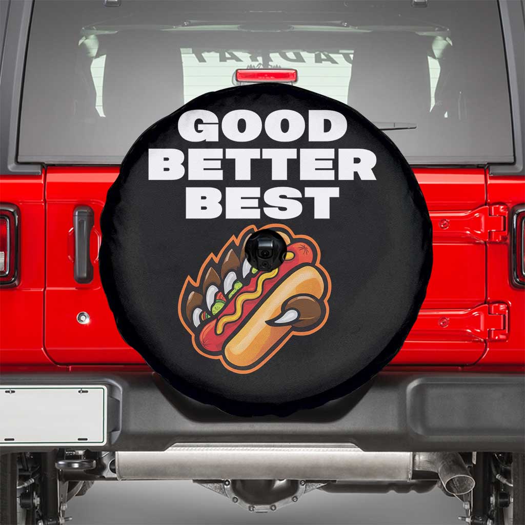 Good Better Best Chicago Football Inspirational Spare Tire Cover Funny Hot Dog and Claw Graphic TS02 Black Print Your Wear