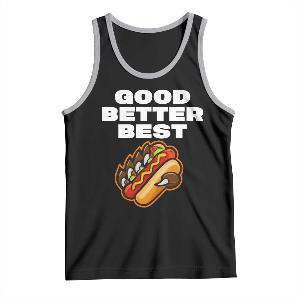 Good Better Best Chicago Football Inspirational Tank Top Funny Hot Dog and Claw Graphic TS02 Black Athletic Heather Print Your Wear