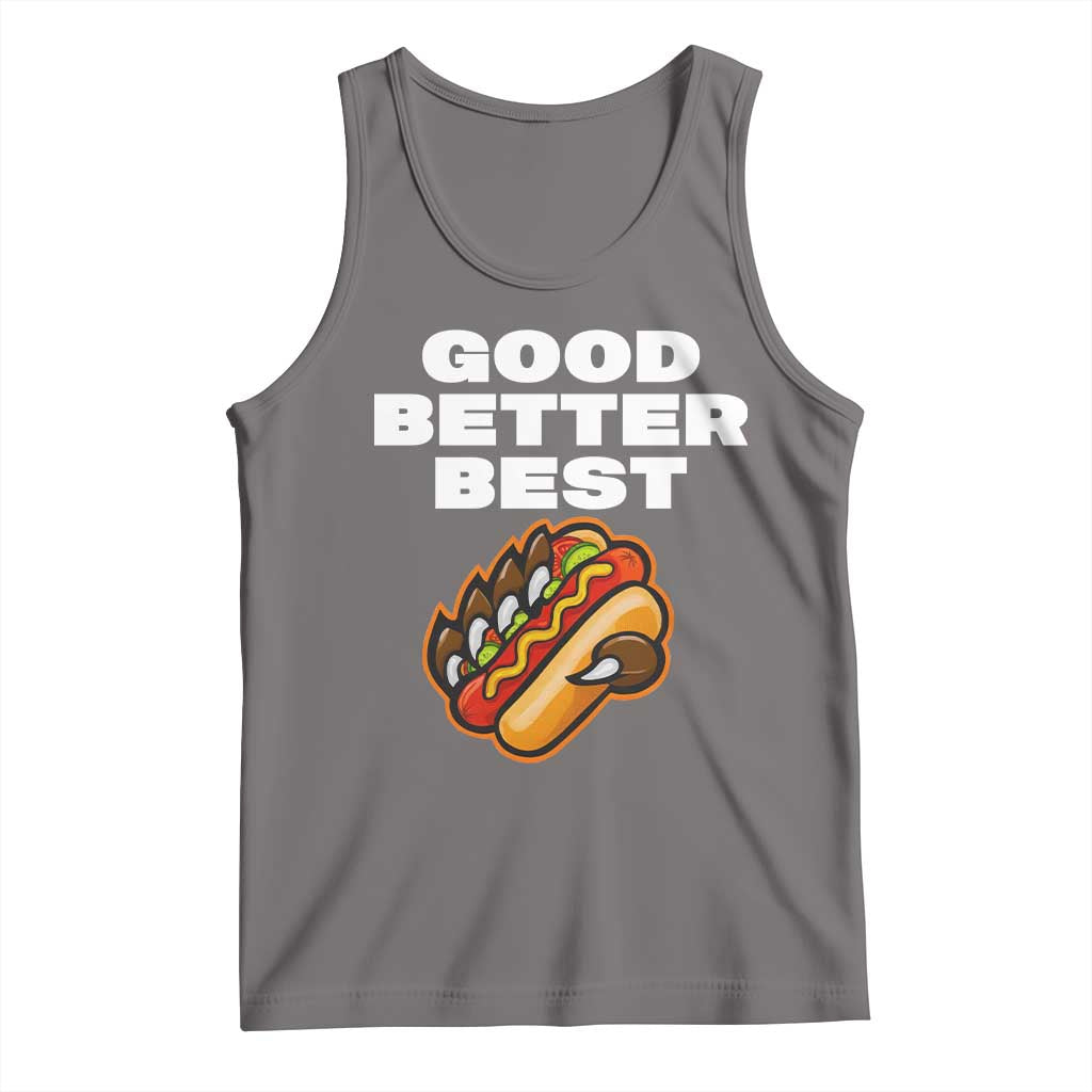 Good Better Best Chicago Football Inspirational Tank Top Funny Hot Dog and Claw Graphic TS02 Deep Heather Print Your Wear