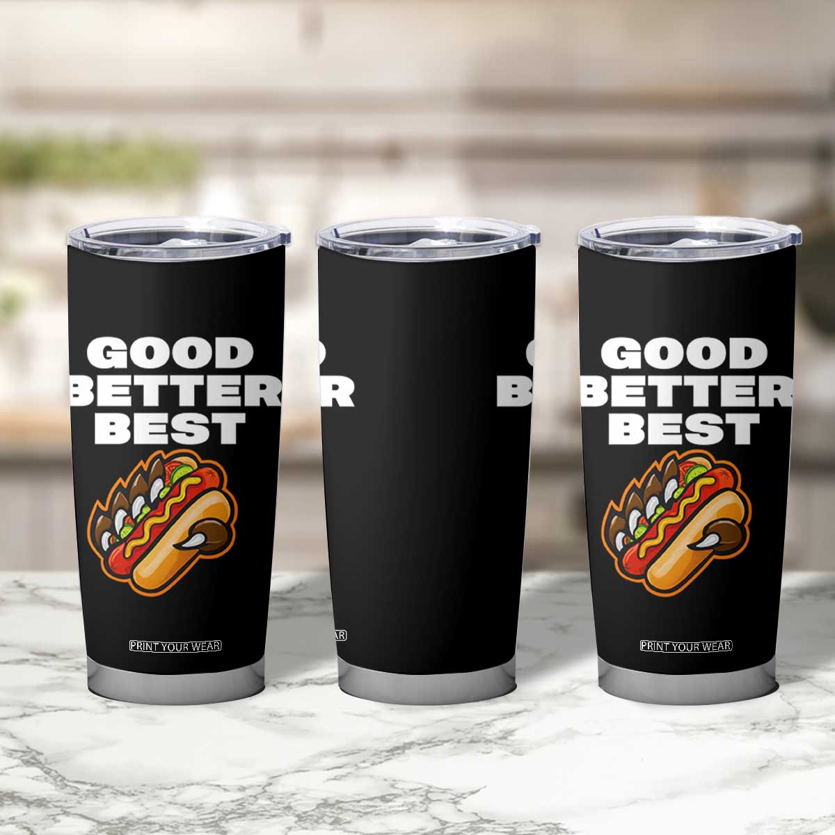 Good Better Best Chicago Football Inspirational Tumbler Cup Funny Hot Dog and Claw Graphic TS02 Print Your Wear