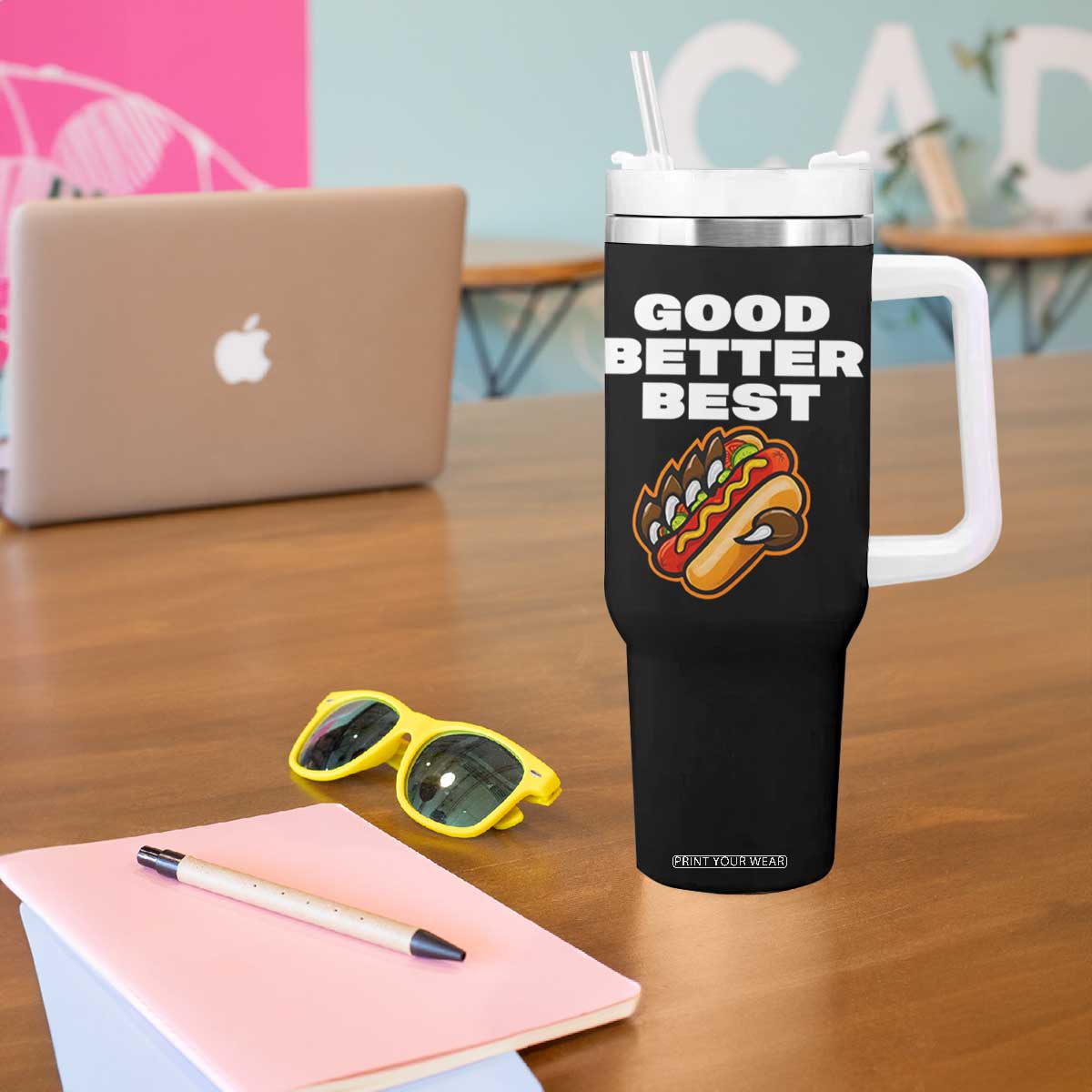 Good Better Best Chicago Football Inspirational Tumbler With Handle Funny Hot Dog and Claw Graphic TS02 Print Your Wear