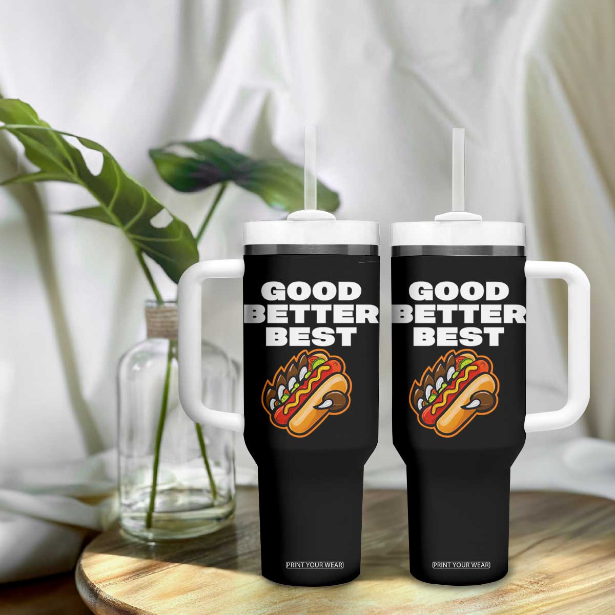 Good Better Best Chicago Football Inspirational Tumbler With Handle Funny Hot Dog and Claw Graphic TS02 Print Your Wear