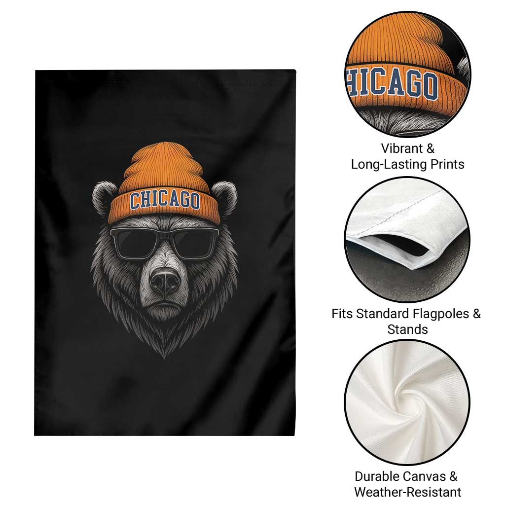 Cool Bear Chicago Graphic Garden Flag Retro Vibe City Pride Beanie and Sunglasses TS02 Print Your Wear