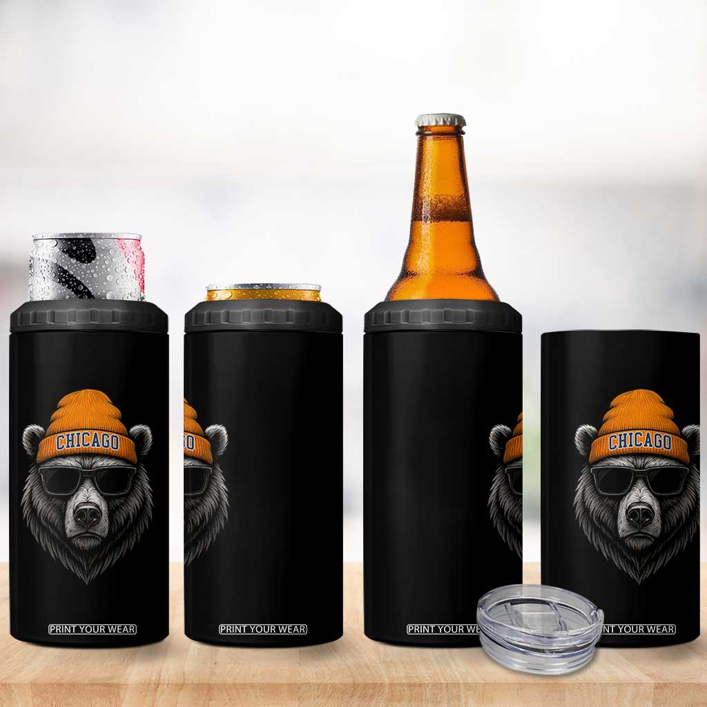 Cool Bear Chicago Graphic 4 in 1 Can Cooler Tumbler Retro Vibe City Pride Beanie and Sunglasses TS02 Print Your Wear