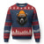 Cool Bear Chicago Graphic Ugly Christmas Sweater Retro Vibe City Pride Beanie and Sunglasses TS02 Navy Red Print Your Wear