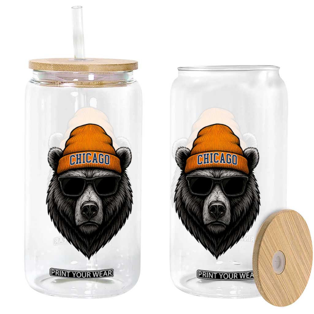 Cool Bear Chicago Graphic Glass Can Retro Vibe City Pride Beanie and Sunglasses TS02 Print Your Wear