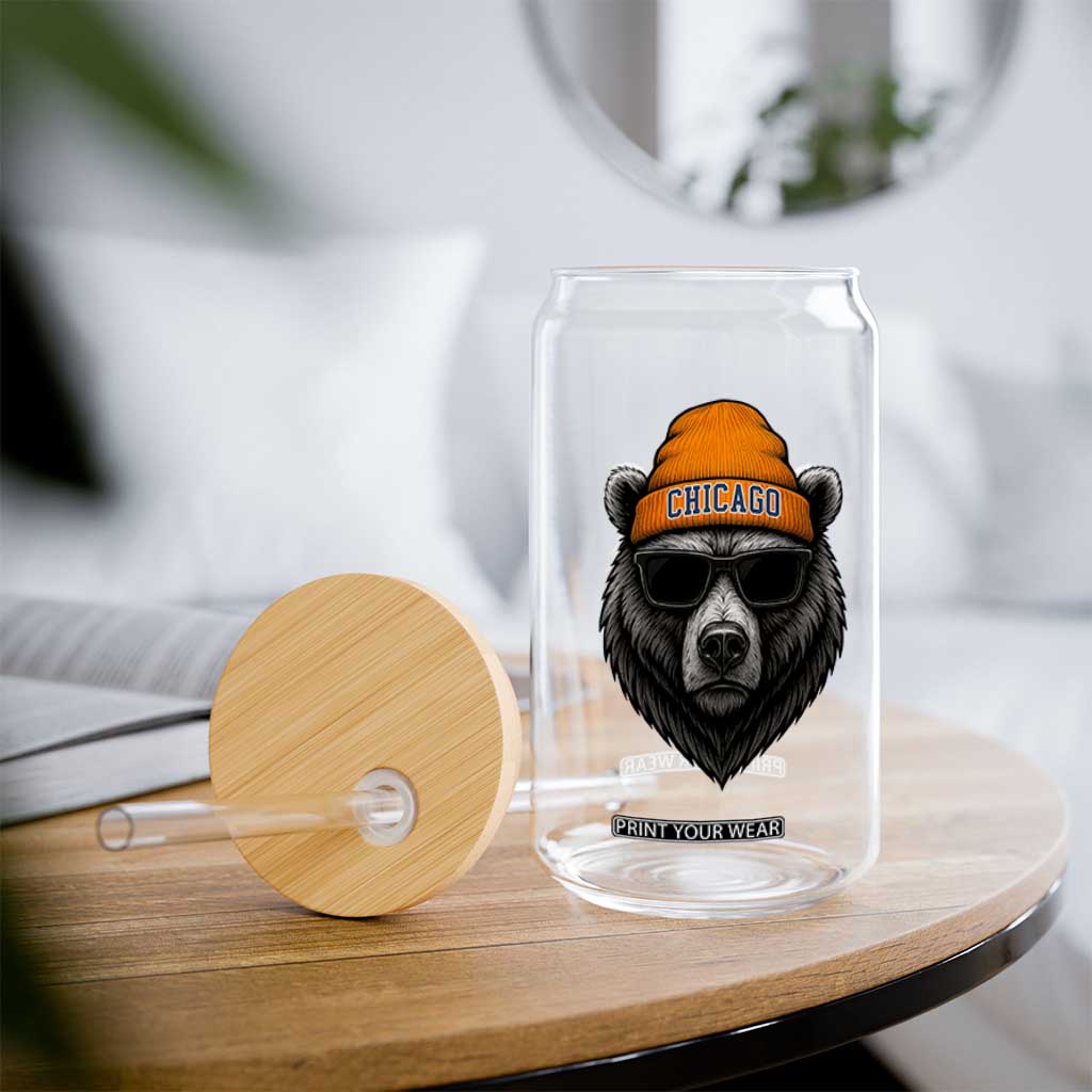 Cool Bear Chicago Graphic Glass Can Retro Vibe City Pride Beanie and Sunglasses TS02 Print Your Wear