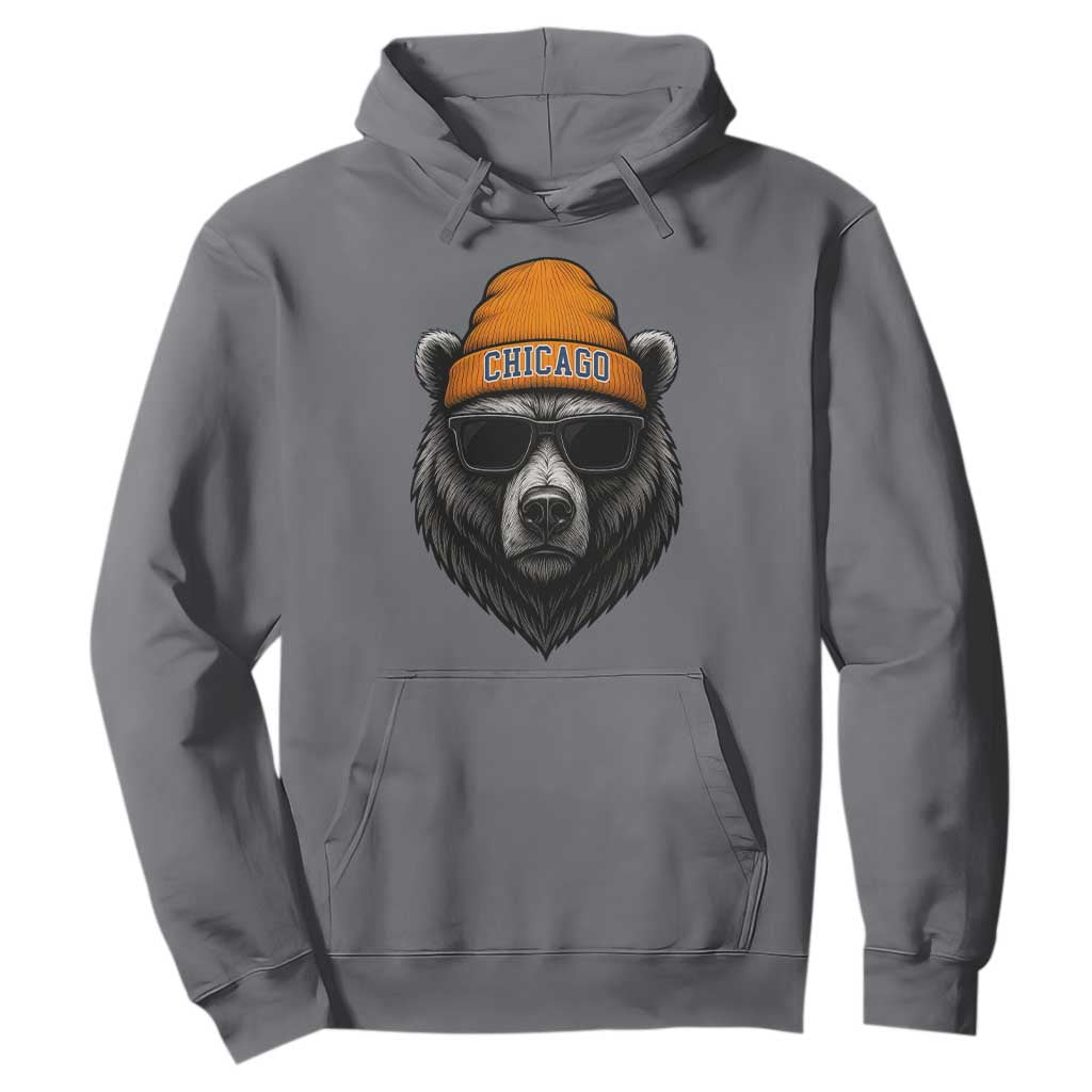 Cool Bear Chicago Graphic Hoodie Retro Vibe City Pride Beanie and Sunglasses TS02 Charcoal Print Your Wear