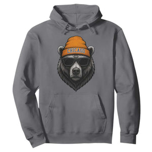 Cool Bear Chicago Graphic Hoodie Retro Vibe City Pride Beanie and Sunglasses TS02 Charcoal Print Your Wear