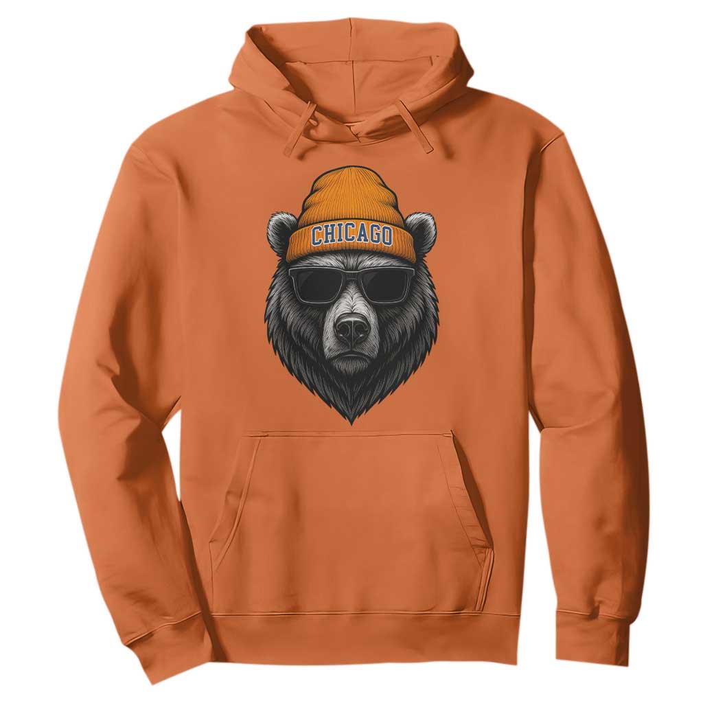 Cool Bear Chicago Graphic Hoodie Retro Vibe City Pride Beanie and Sunglasses TS02 Orange Print Your Wear