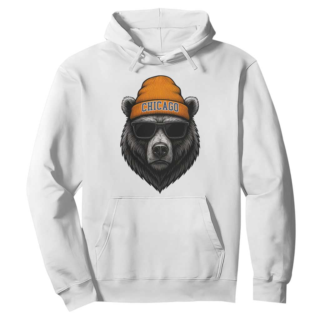 Cool Bear Chicago Graphic Hoodie Retro Vibe City Pride Beanie and Sunglasses TS02 White Print Your Wear