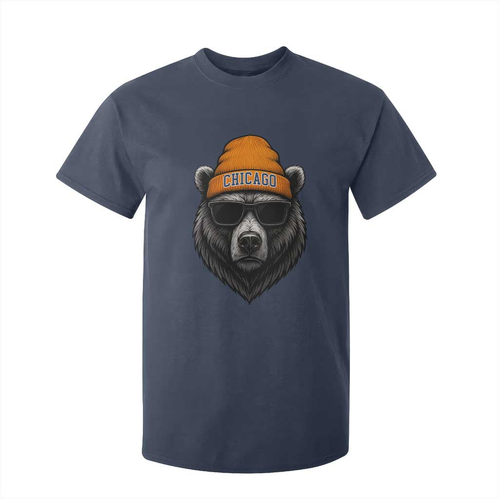 Cool Bear Chicago Graphic T Shirt For Kid Retro Vibe City Pride Beanie and Sunglasses TS02 Navy Print Your Wear