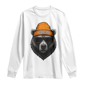 Cool Bear Chicago Graphic Long Sleeve Shirt Retro Vibe City Pride Beanie and Sunglasses TS02 White Print Your Wear