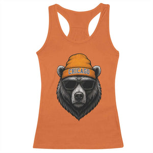 Cool Bear Chicago Graphic Racerback Tank Top Retro Vibe City Pride Beanie and Sunglasses TS02 Orange Print Your Wear