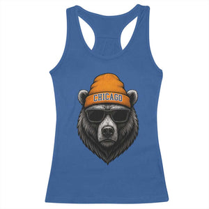 Cool Bear Chicago Graphic Racerback Tank Top Retro Vibe City Pride Beanie and Sunglasses TS02 Royal Blue Print Your Wear