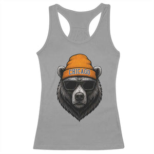 Cool Bear Chicago Graphic Racerback Tank Top Retro Vibe City Pride Beanie and Sunglasses TS02 Sport Gray Print Your Wear