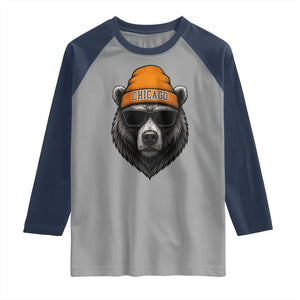 Cool Bear Chicago Graphic Raglan Shirt Retro Vibe City Pride Beanie and Sunglasses TS02 Sport Gray Navy Print Your Wear