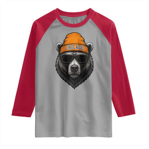 Cool Bear Chicago Graphic Raglan Shirt Retro Vibe City Pride Beanie and Sunglasses TS02 Sport Gray Red Print Your Wear