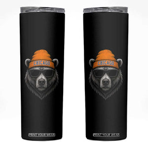Cool Bear Chicago Graphic Skinny Tumbler Retro Vibe City Pride Beanie and Sunglasses TS02 Black Print Your Wear