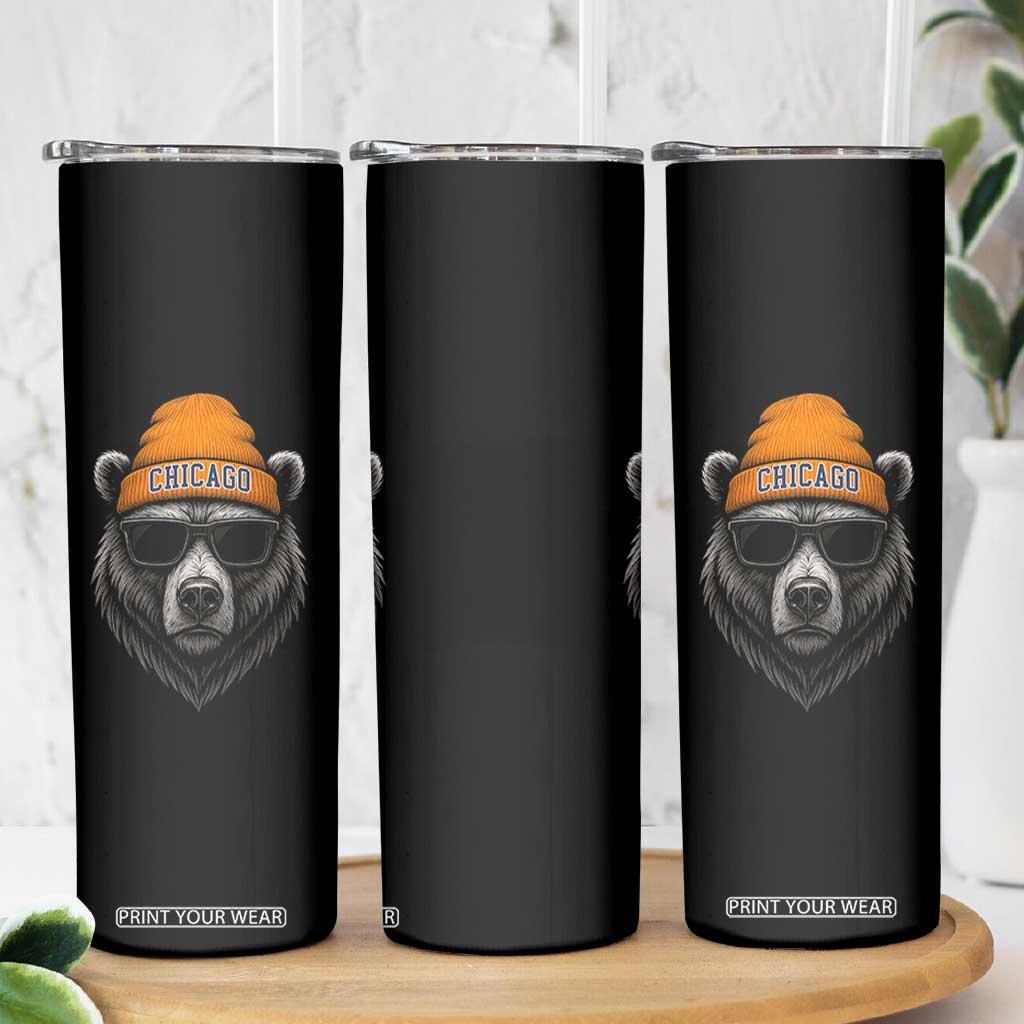 Cool Bear Chicago Graphic Skinny Tumbler Retro Vibe City Pride Beanie and Sunglasses TS02 Print Your Wear