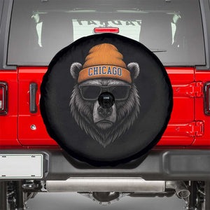 Cool Bear Chicago Graphic Spare Tire Cover Retro Vibe City Pride Beanie and Sunglasses TS02 Black Print Your Wear