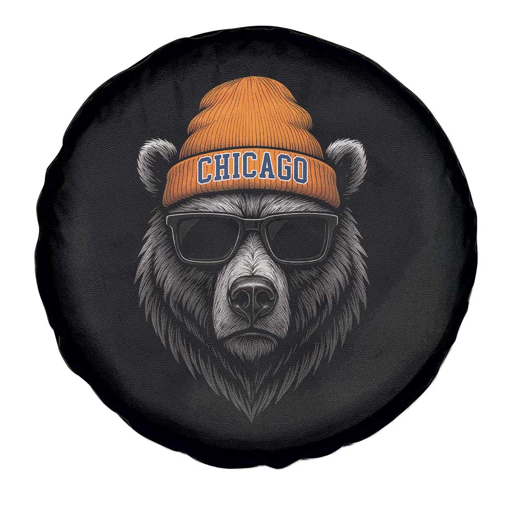 Cool Bear Chicago Graphic Spare Tire Cover Retro Vibe City Pride Beanie and Sunglasses TS02 Print Your Wear