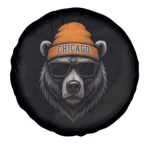Cool Bear Chicago Graphic Spare Tire Cover Retro Vibe City Pride Beanie and Sunglasses TS02 Print Your Wear