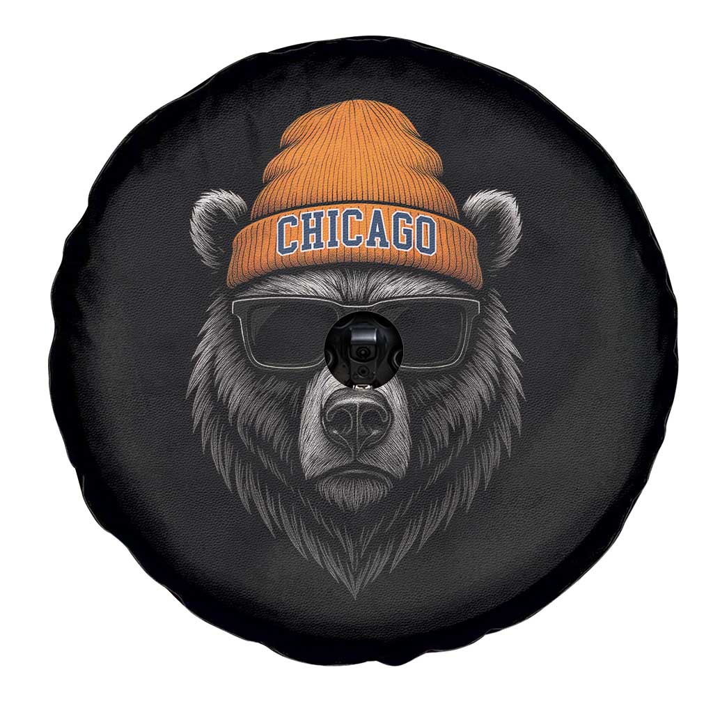 Cool Bear Chicago Graphic Spare Tire Cover Retro Vibe City Pride Beanie and Sunglasses TS02 Print Your Wear