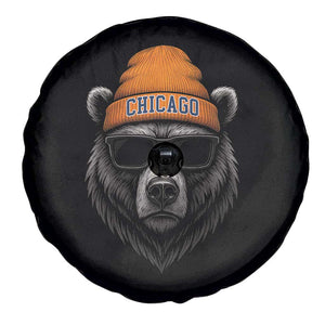 Cool Bear Chicago Graphic Spare Tire Cover Retro Vibe City Pride Beanie and Sunglasses TS02 Print Your Wear