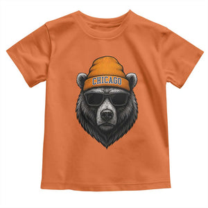 Cool Bear Chicago Graphic Toddler T Shirt Retro Vibe City Pride Beanie and Sunglasses TS02 Orange Print Your Wear