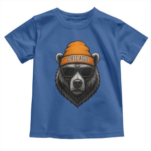 Cool Bear Chicago Graphic Toddler T Shirt Retro Vibe City Pride Beanie and Sunglasses TS02 Royal Blue Print Your Wear