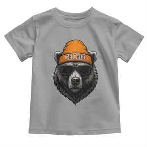 Cool Bear Chicago Graphic Toddler T Shirt Retro Vibe City Pride Beanie and Sunglasses TS02 Sport Gray Print Your Wear