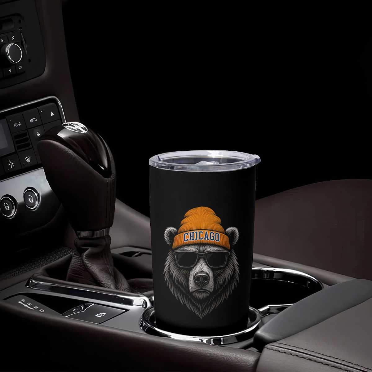Cool Bear Chicago Graphic Tumbler Cup Retro Vibe City Pride Beanie and Sunglasses TS02 Print Your Wear