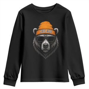 Cool Bear Chicago Graphic Youth Sweatshirt Retro Vibe City Pride Beanie and Sunglasses TS02 Black Print Your Wear