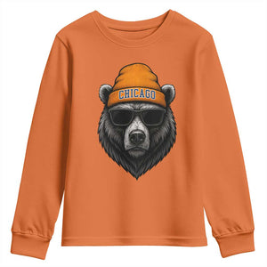 Cool Bear Chicago Graphic Youth Sweatshirt Retro Vibe City Pride Beanie and Sunglasses TS02 Orange Print Your Wear