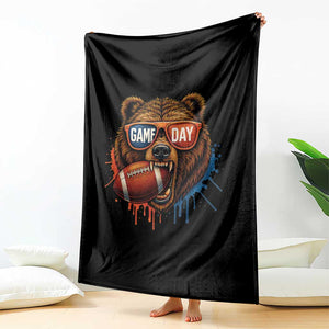 Cool Game Day Bear Graphic Throw Blanket Bold Football Fan Dripping Paint TS02 Print Your Wear