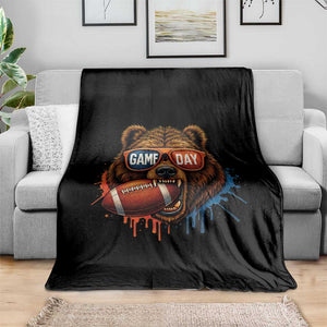 Cool Game Day Bear Graphic Throw Blanket Bold Football Fan Dripping Paint TS02 Print Your Wear