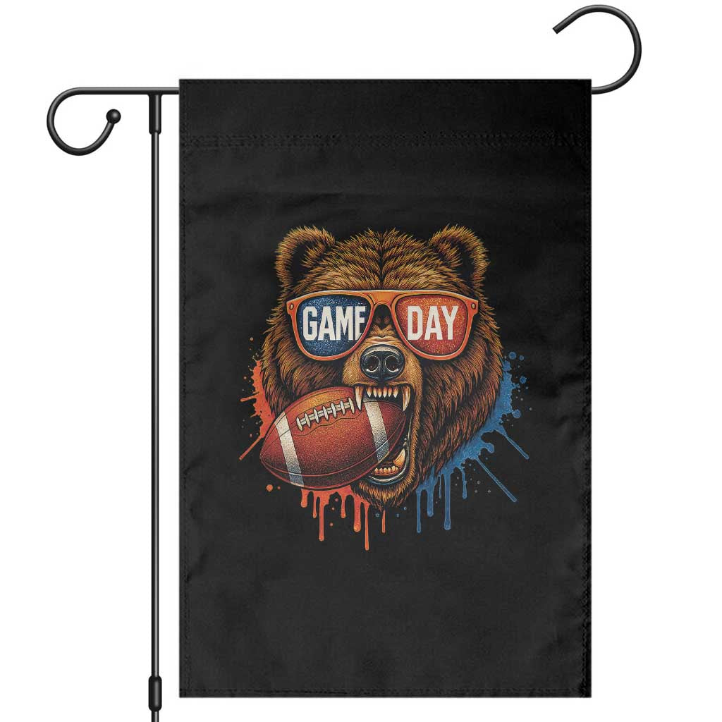 Cool Game Day Bear Graphic Garden Flag Bold Football Fan Dripping Paint TS02 Black Print Your Wear
