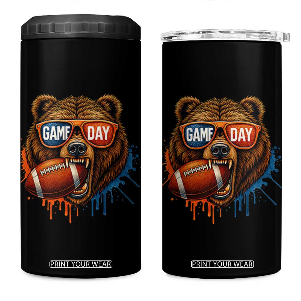 Cool Game Day Bear Graphic 4 in 1 Can Cooler Tumbler Bold Football Fan Dripping Paint TS02 One Size: 16 oz Black Print Your Wear