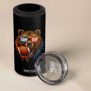 Cool Game Day Bear Graphic 4 in 1 Can Cooler Tumbler Bold Football Fan Dripping Paint TS02 Print Your Wear