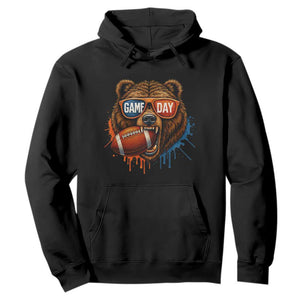 Cool Game Day Bear Graphic Hoodie Bold Football Fan Dripping Paint TS02 Black Print Your Wear