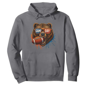 Cool Game Day Bear Graphic Hoodie Bold Football Fan Dripping Paint TS02 Charcoal Print Your Wear