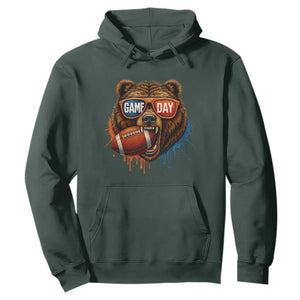 Cool Game Day Bear Graphic Hoodie Bold Football Fan Dripping Paint TS02 Dark Forest Green Print Your Wear