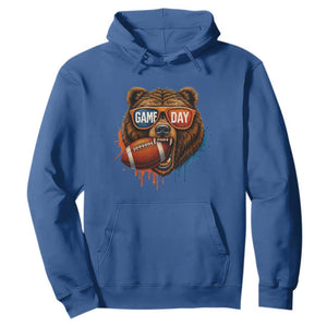 Cool Game Day Bear Graphic Hoodie Bold Football Fan Dripping Paint TS02 Royal Blue Print Your Wear