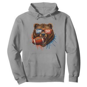 Cool Game Day Bear Graphic Hoodie Bold Football Fan Dripping Paint TS02 Sport Gray Print Your Wear