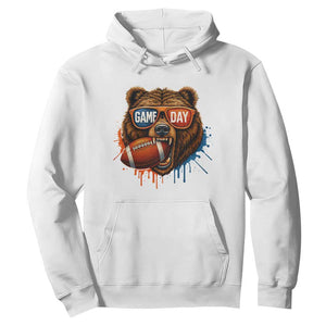 Cool Game Day Bear Graphic Hoodie Bold Football Fan Dripping Paint TS02 White Print Your Wear