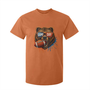 Cool Game Day Bear Graphic T Shirt For Kid Bold Football Fan Dripping Paint TS02 Orange Print Your Wear