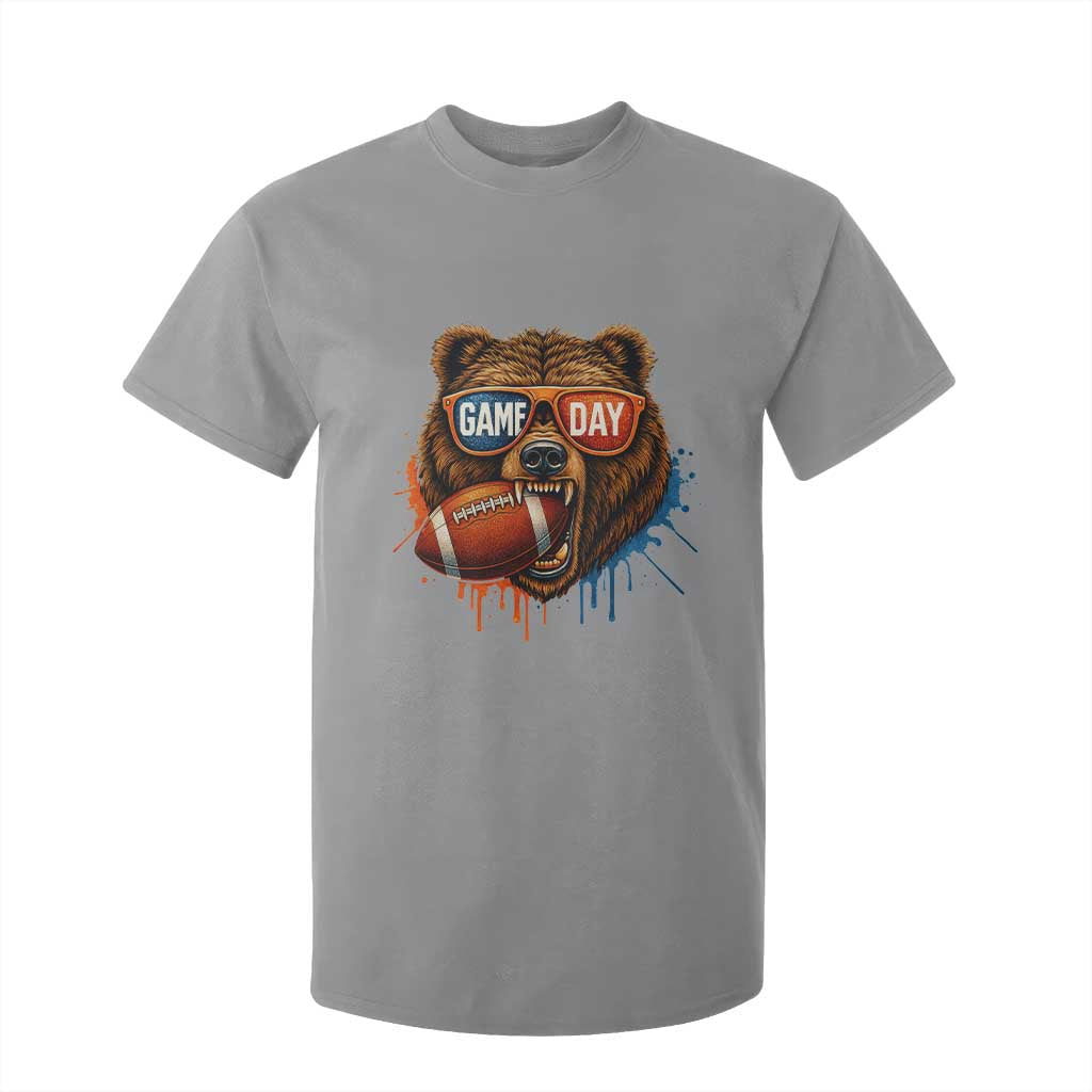 Cool Game Day Bear Graphic T Shirt For Kid Bold Football Fan Dripping Paint TS02 Sport Gray Print Your Wear